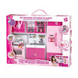 New Pretend Play 3 in 1 Simulation Kitchen Set Cooking Cabinet Tool Tableware Dolls Suits Toys Puzzle Educational Doll for Girls