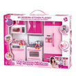 New Pretend Play 3 in 1 Simulation Kitchen Set Cooking Cabinet Tool Tableware Dolls Suits Toys Puzzle Educational Doll for Girls