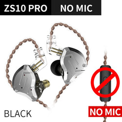 KZ ZS10 Pro Gold Earphones 4BA+1DD Hybrid 10 drivers HIFI Bass Earbuds In Ear Monitor Headphones Noise Cancelling Metal Headset