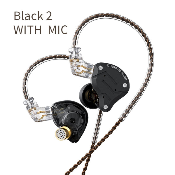 KZ ZS10 Pro Gold Earphones 4BA+1DD Hybrid 10 drivers HIFI Bass Earbuds In Ear Monitor Headphones Noise Cancelling Metal Headset