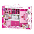 New Pretend Play 3 in 1 Simulation Kitchen Set Cooking Cabinet Tool Tableware Dolls Suits Toys Puzzle Educational Doll for Girls