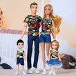 1/6 Barbi Dolls Family Doll Set of 4 People Mom Dad Kids 30cm Barbies Doll Full Set With Clothes for Education Birthday Gift