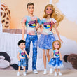 1/6 Barbi Dolls Family Doll Set of 4 People Mom Dad Kids 30cm Barbies Doll Full Set With Clothes for Education Birthday Gift