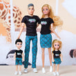 1/6 Barbi Dolls Family Doll Set of 4 People Mom Dad Kids 30cm Barbies Doll Full Set With Clothes for Education Birthday Gift