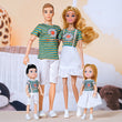 1/6 Barbi Dolls Family Doll Set of 4 People Mom Dad Kids 30cm Barbies Doll Full Set With Clothes for Education Birthday Gift