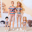 1/6 Barbi Dolls Family Doll Set of 4 People Mom Dad Kids 30cm Barbies Doll Full Set With Clothes for Education Birthday Gift