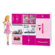 New Pretend Play 3 in 1 Simulation Kitchen Set Cooking Cabinet Tool Tableware Dolls Suits Toys Puzzle Educational Doll for Girls