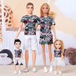 1/6 Barbi Dolls Family Doll Set of 4 People Mom Dad Kids 30cm Barbies Doll Full Set With Clothes for Education Birthday Gift