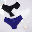 3pcs/lots Women Briefs Sexy Full Lace Panties Hollow Out Low-waist Female Shorts Soft Solid Color Breathable Underwear Fast Ship