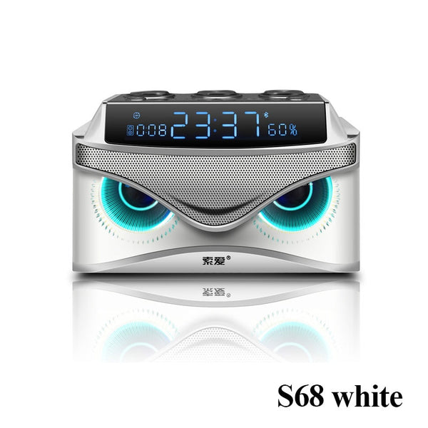 SOAIY Subwoofer Sound Bluetooth Speaker LED Display Cool Owl Design Wireless Loudspeaker three speakers computer speaker column