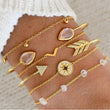 4pcs/Set Bohemian Stone beads chains bracelets Set For Women Metal Heart Round Tassel charm Bangle Fashion Jewelry