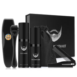 4Pcs/Set Beard Growth Kit with Beard Growth Oil,Beard Growth Roller,Beard Comb,Beard Conditioner,Men's Beard Care Grooming Kit