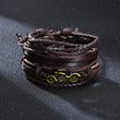 Vnox 4Pcs/ Set Braided Wrap Leather Bracelets for Men Vintage Life Tree Rudder Charm Wood Beads Ethnic Tribal Wristbands