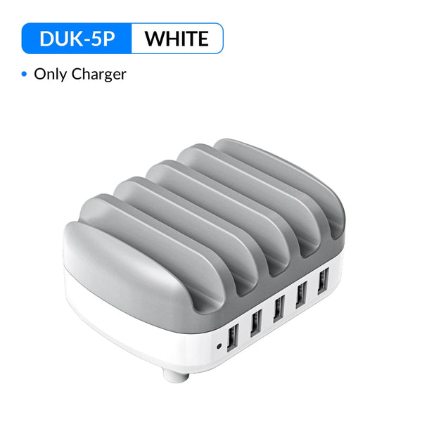 ORICO 5 Ports USB Charging Station Dock with Holder 40W 5V2.4A USB Charging Free USB Cable for iPhone PC Tablet