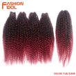 FASHION IDOL Afro Kinky Curly Hair Bundles 5pcs/pack 24 inch Ombre Blonde Nature Black Color Synthetic Hair Weave Bundles Fiber