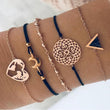 4pcs/Set Bohemian Stone beads chains bracelets Set For Women Metal Heart Round Tassel charm Bangle Fashion Jewelry