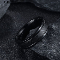 UAH 6 mm 316L Stainless Steel Wedding Band Ring Roman Numerals Gold Black Cool Punk Rings for Men Women Fashion Jewelry