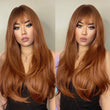 ALAN EATON Ombre Wavy Wigs Black Brown Blonde Middle Part Cosplay Synthetic Wigs with Bangs For Women Long Hair Wigs Fake Hair