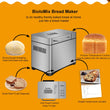 Biolomix Stainless Steel 1KG 19-in-1 Automatic Bread Maker 650W Programmable Bread Machine with 3 Loaf Sizes Fruit Nut Dispenser