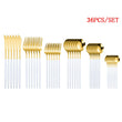 Tableware Gold Cutlery Set 36 Piece Fork Spoon Flatware Cutelry Set Stainless Steel Gold Dinner Dessert Fork Knife Tea Spoon Set