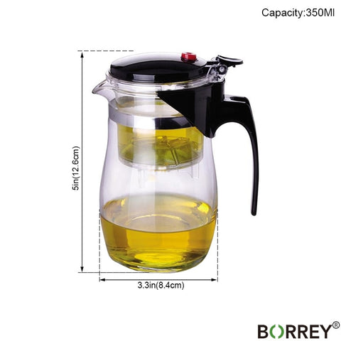 BORREY Borosilicate Glass Teapot Heat Resistant Glass Teapot With Tea Infuser Filter Puer Kettle 500Ml Kung Fu Tea Flower Teapot