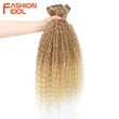 FASHION IDOL Afro Kinky Curly Hair Bundles 5pcs/pack 24 inch Ombre Blonde Nature Black Color Synthetic Hair Weave Bundles Fiber