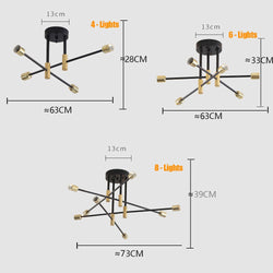 Modern Nordic E27 Black LED Ceiling Chandelier Edison Bulbs Indoor Light Fixtures For Bedroom Living Room Lamp