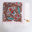 130*130cm Russian National Big Square Scarf For Women Cotton Ethnic Style Print Head Scarves Ladies Retro Fringed Blanket Shawl