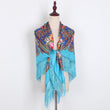 130*130cm Russian National Big Square Scarf For Women Cotton Ethnic Style Print Head Scarves Ladies Retro Fringed Blanket Shawl