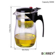 BORREY Borosilicate Glass Teapot Heat Resistant Glass Teapot With Tea Infuser Filter Puer Kettle 500Ml Kung Fu Tea Flower Teapot