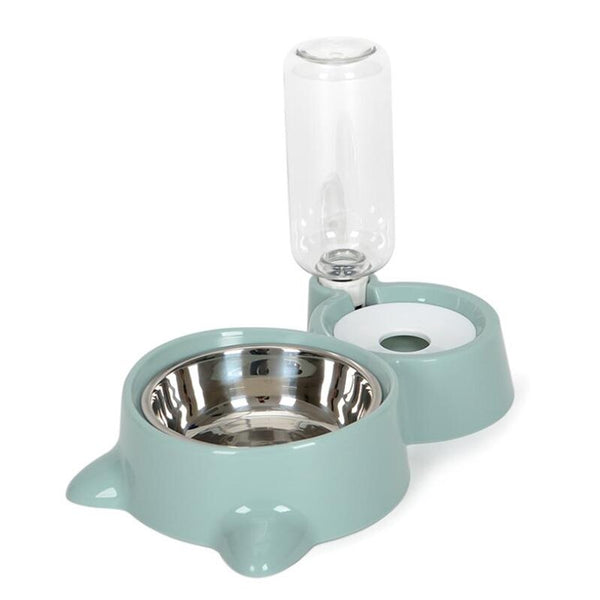 2-in-1 Cat Bowl Water Dispenser Automatic Water Storage Pet Dog Cat Food Bowl Food Container with Waterer Pet Waterer Feeder