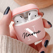 Custom Personalized Initial Name Combination For Airpods Case 1 2 Pro Silicone Soft Hard Earphone Pink Case For Give Girl Boy