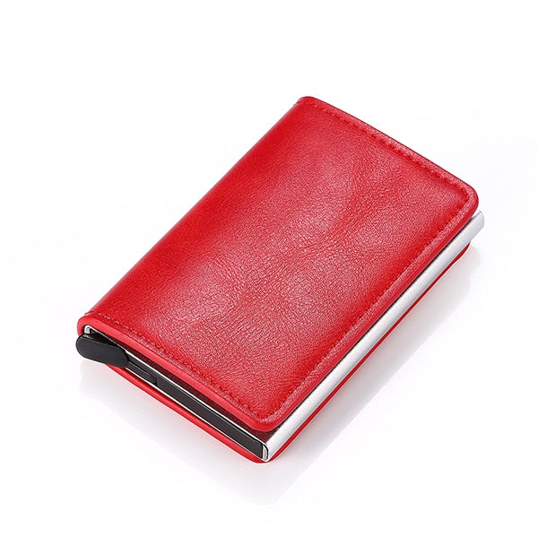 Customized Wallet Credit Card Holder Men Gifts Purse RFID Aluminium Box Bank Card Holder Vintage Leather Wallet with Money Clips