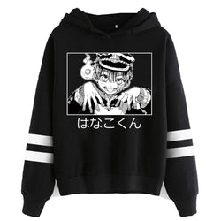 Anime Toilet Bound Hanako Kun Hoodies Women Kawaii Winter Warm Tops Cartoon Graphic Striped Hooded Sweatshirt Pullover Tops