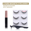 3 Pairs Eyelash Magnetic Eyeliner Set Full Strip Eye Lashes Magnetic Kit with Eyeliners &amp; Tweezers Soft Makeup Tools