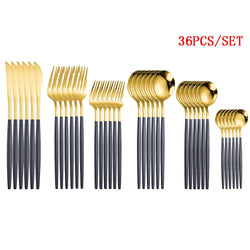 Tableware Gold Cutlery Set 36 Piece Fork Spoon Flatware Cutelry Set Stainless Steel Gold Dinner Dessert Fork Knife Tea Spoon Set