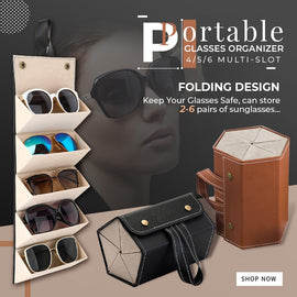 Sunglasses Organizer Box Multi-slot Eyeglasses Storage Folding Portable Glasses Travel PU Leather Case Home Storage Dropshipping