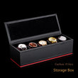 New 5 Slots Carbon Fibre Watch Box Organizer Black Watch Case Storage Men&#39;s Watch Display Gift Case