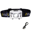 Body Motion Sensor Headlamp Induction USB Rechargeable Headlight 2 Switch Modes Head Flashlight Torch lamp For Camping+USB cable