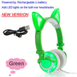 JINSERTA  Cat Ear headphones LED Ear headphone cat earphone Flashing Glowing Headset Gaming Earphones for Adult and Children