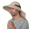 Summer Sun Hat Men Women Cotton Boonie Hat with Neck Flap Outdoor UV Protection Large Wide Brim Hiking Fishing Safari Bucket Hat