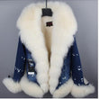 real fur women Short parka coat winter jacket real natural fox fur coat thick warm fur parkas