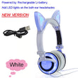 JINSERTA  Cat Ear headphones LED Ear headphone cat earphone Flashing Glowing Headset Gaming Earphones for Adult and Children