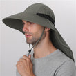 Summer Sun Hat Men Women Cotton Boonie Hat with Neck Flap Outdoor UV Protection Large Wide Brim Hiking Fishing Safari Bucket Hat