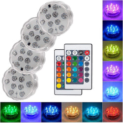 10 Led Remote Controlled RGB Submersible Light Battery Operated Underwater Night Lamp Outdoor Vase Bowl Garden Party Decoration