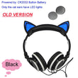 JINSERTA  Cat Ear headphones LED Ear headphone cat earphone Flashing Glowing Headset Gaming Earphones for Adult and Children