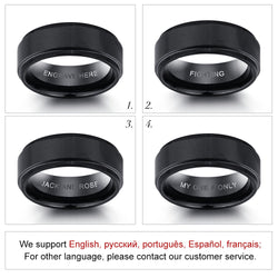 Personalized Engrave Name Rings for Men Black Stainless Steel Ring Fashion Male Jewelry Gift for Husbands (JewelOra RI103856)