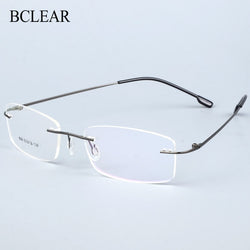 BCLEAR Titanium Alloy Rimless Glasses Frame Men Ultralight Prescription Myopia Optical Eyeglasses Male Frameless Eyewear 6 color