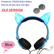 JINSERTA  Cat Ear headphones LED Ear headphone cat earphone Flashing Glowing Headset Gaming Earphones for Adult and Children