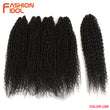 FASHION IDOL Afro Kinky Curly Hair Bundles 5pcs/pack 24 inch Ombre Blonde Nature Black Color Synthetic Hair Weave Bundles Fiber